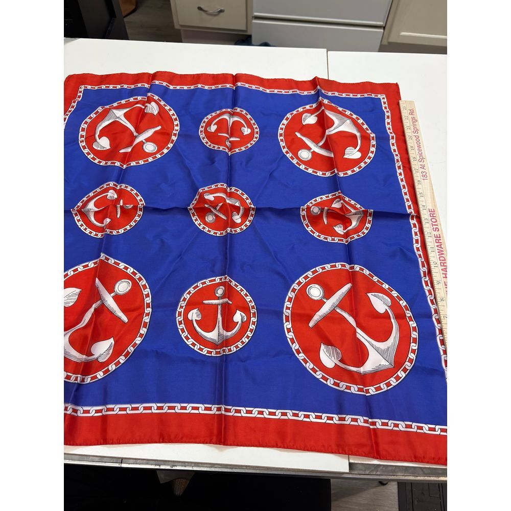 Vintage Nautical Square head‎ scarf acetate made in Japan